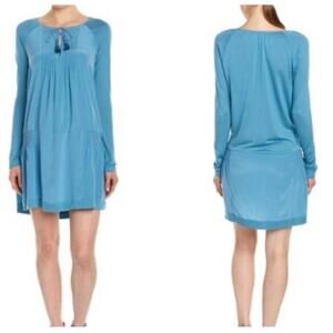 Calypso St. Barth Silk Turquoise Large Kerr Charm Drop Waist Tassel Tie Dress